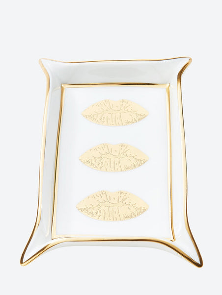 Lèvres plateau de voiturier en or blanc