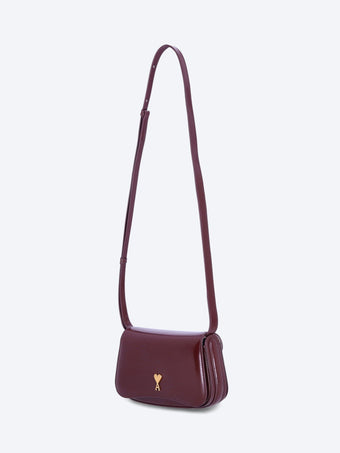 Sac porté croisé bordeaux Paris Paris petit en cuir glacé