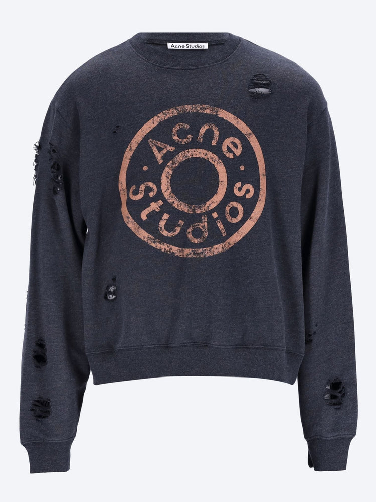 Logo print distressed sweatshirt 1