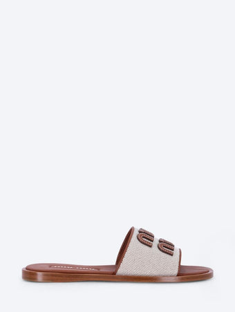 Canvas and leather slides