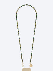 Long dakota semi-precious khaki & dark green pearl chain 120cm ref: