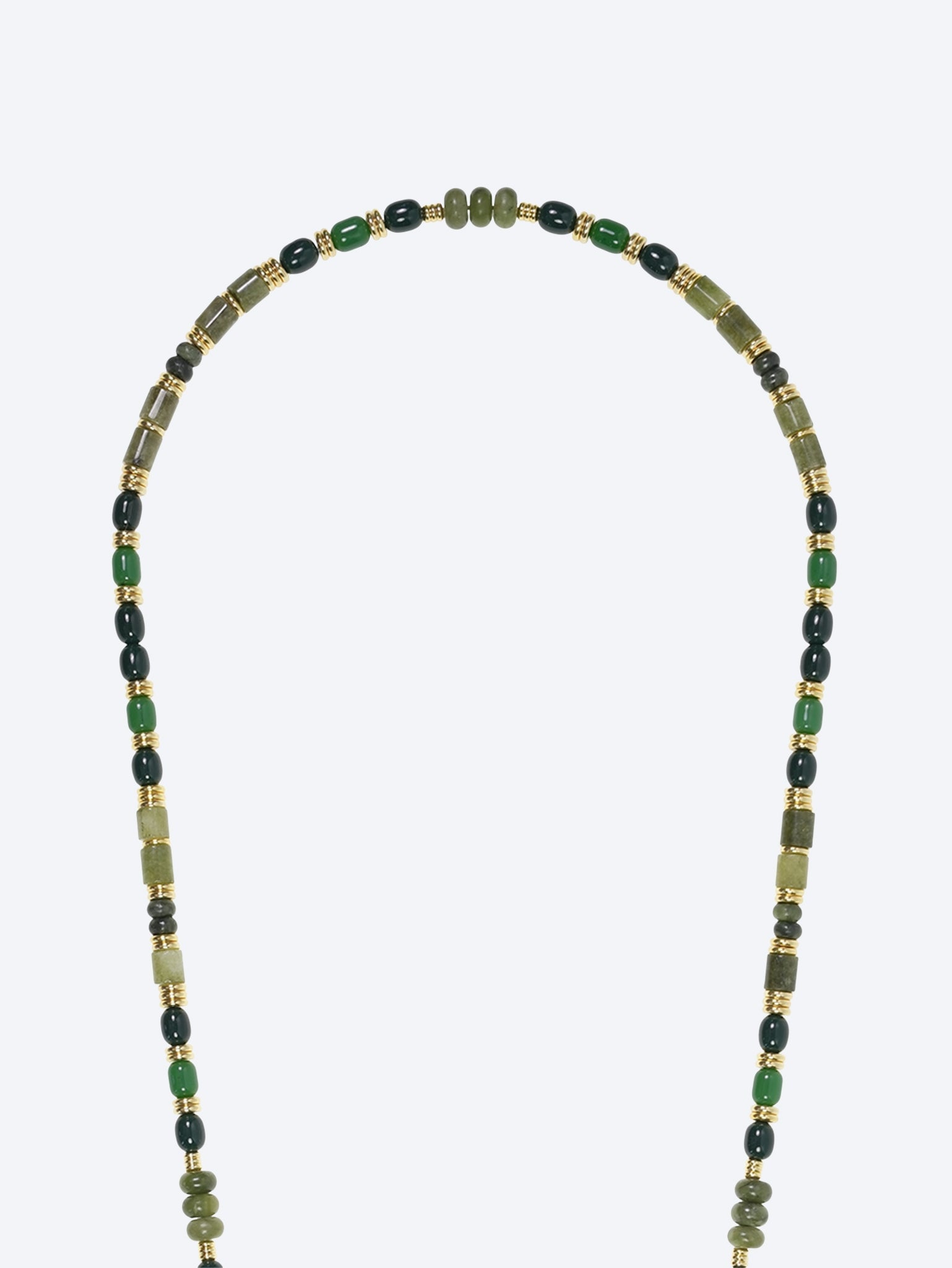 Long dakota semi-precious khaki & dark green pearl chain 120cm 2