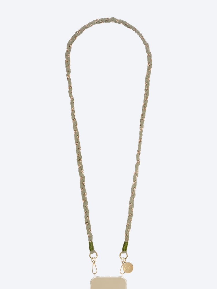 Long doha khaki & gold fabric chain 120cm 1