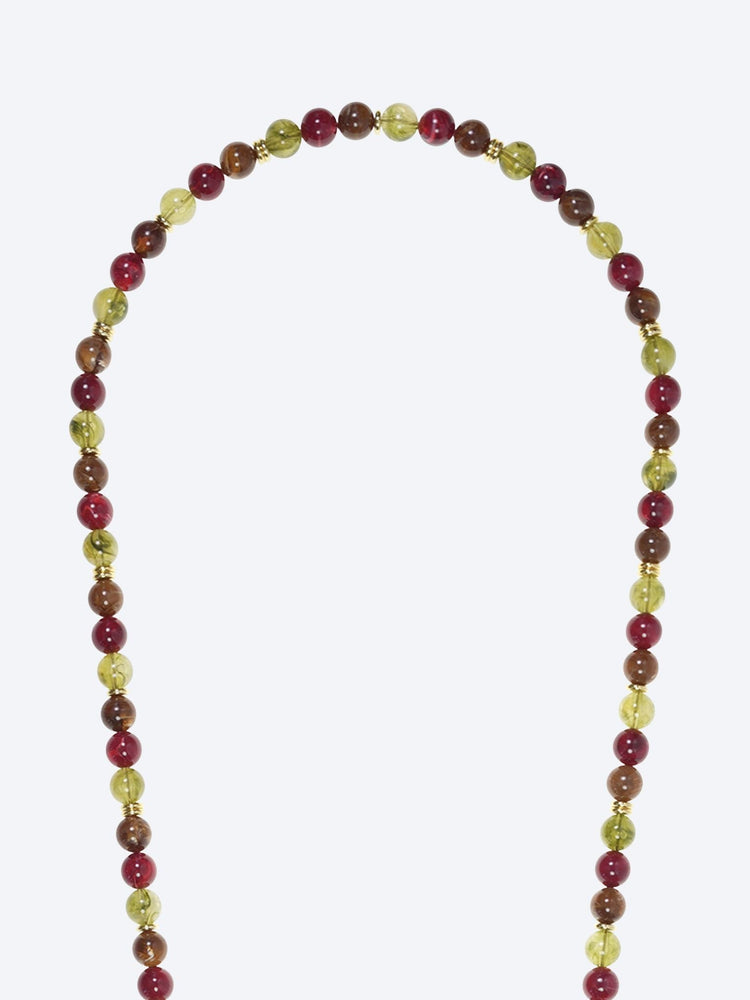 Long harper khaki, burgundy and brown chain 120cm 2