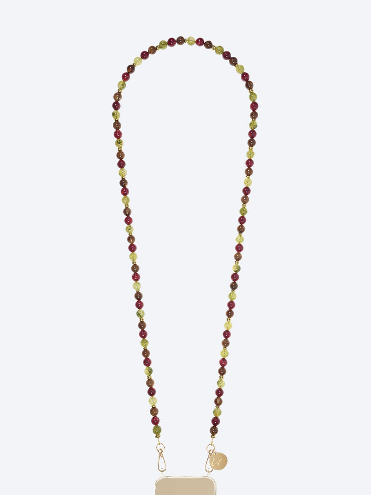 Long harper khaki, burgundy and brown chain 120cm 1