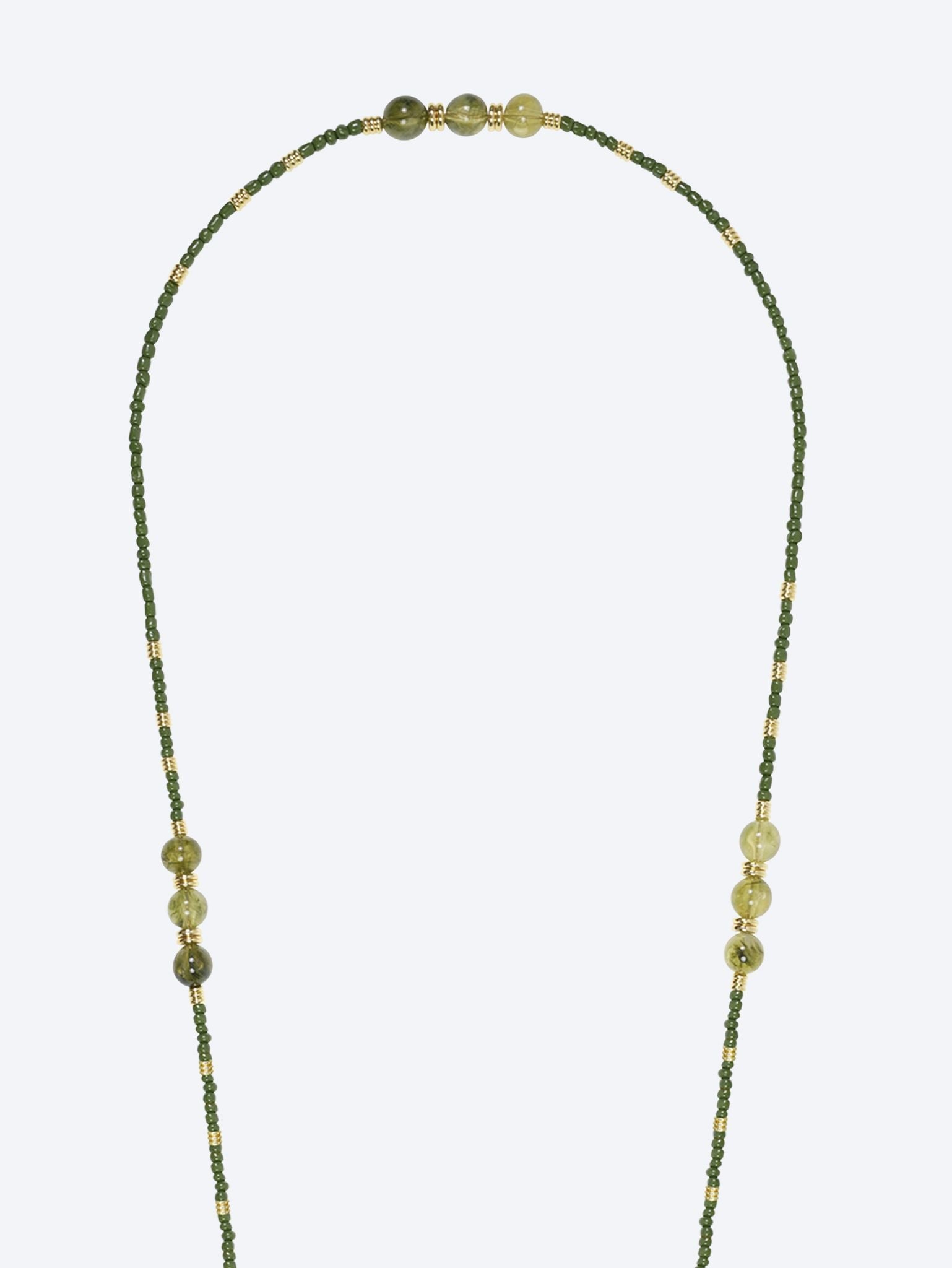 Long iris khaki pearl chain 120cm 2