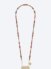 Long jill semi-precious terracotta, burgundy and black pearl chain 120cm ref: