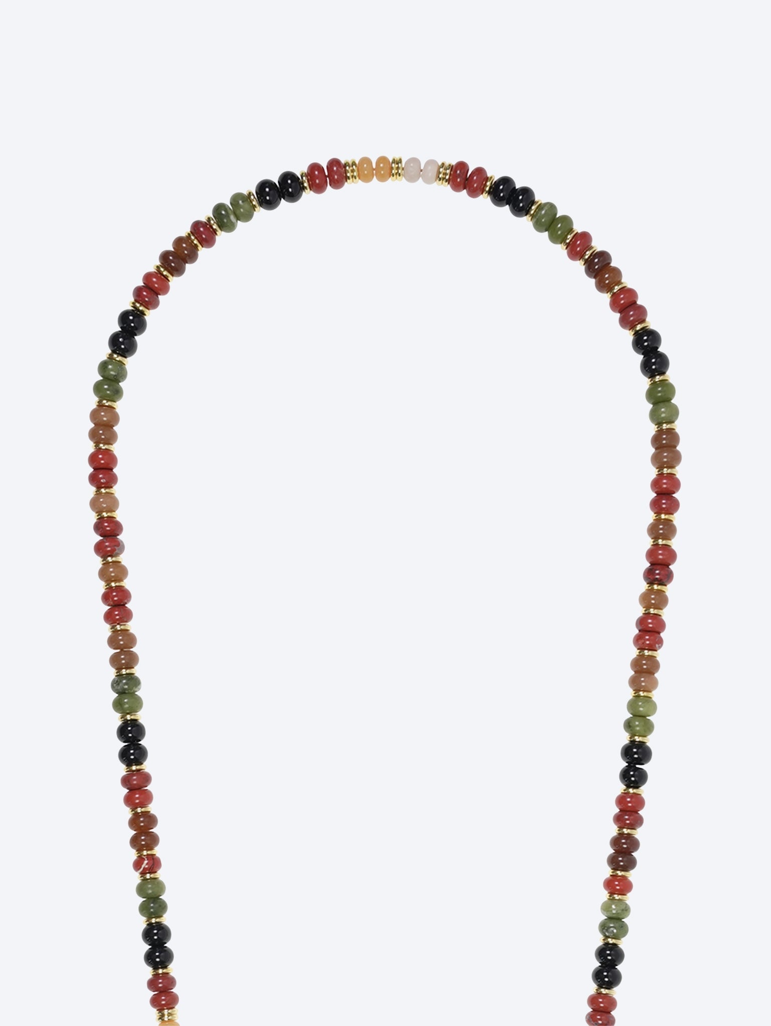 Long joyce semi-precious terracotta, khaki and black pearl chain 120cm 2