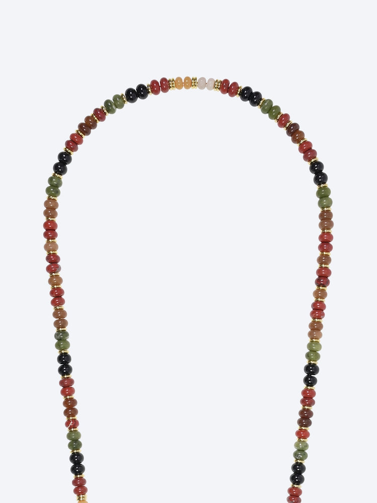 Long joyce semi-precious terracotta, khaki and black pearl chain 120cm 2