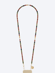 Long joyce semi-precious terracotta, khaki and black pearl chain 120cm ref: