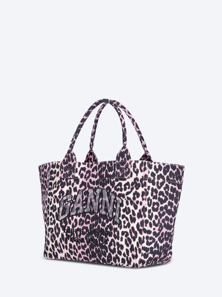 Medium trapeze printed sequin tote bag 2