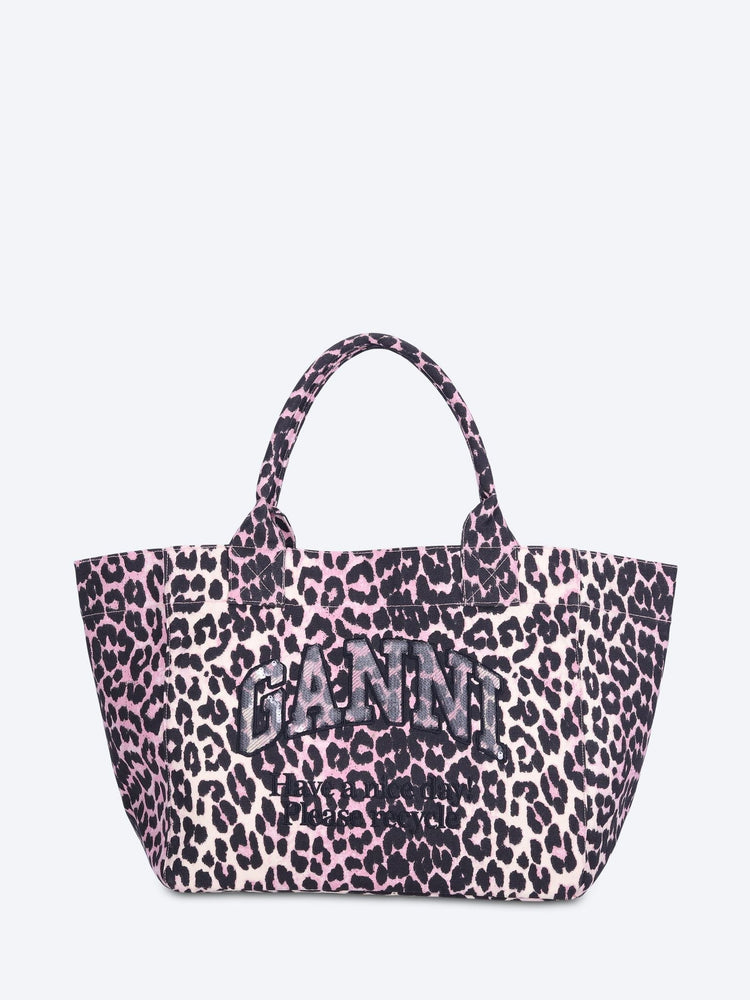 Medium trapeze printed sequin tote bag 1