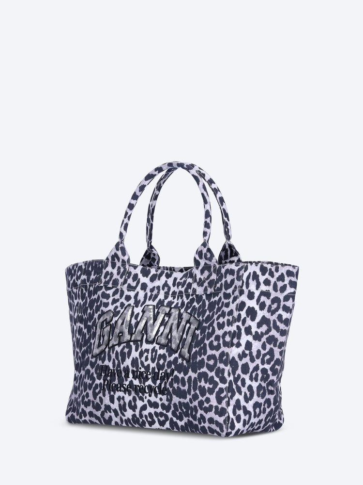 Medium trapeze printed sequin tote bag 2