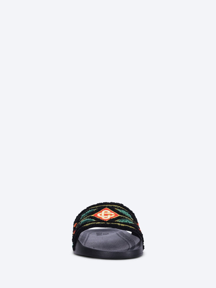 Mens embroidered terry sliders 3