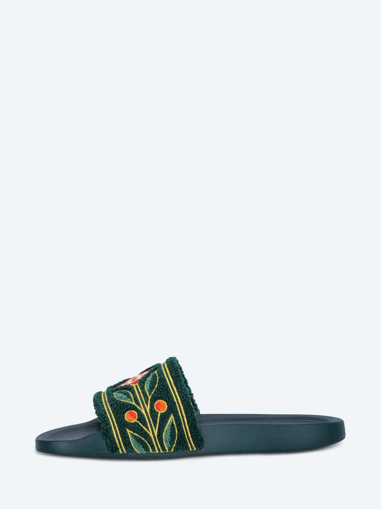 Mens embroidered terry sliders 4