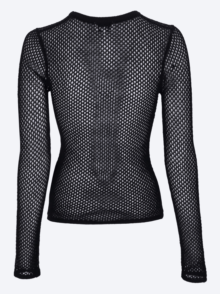 Mercerized cotton mesh pointelle longsleeve top 3