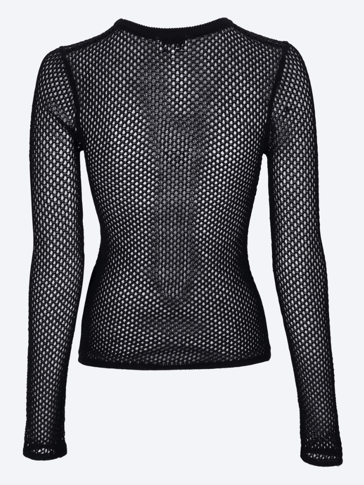 Mercerized cotton mesh pointelle longsleeve top 3