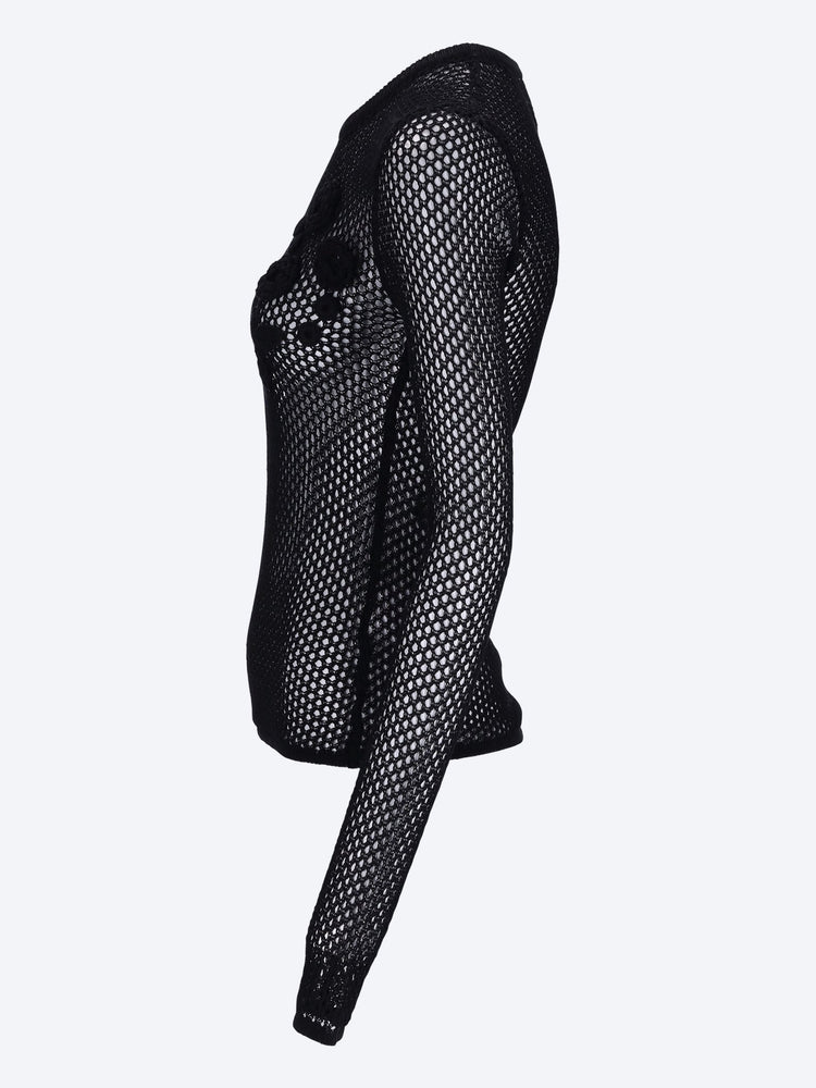 Mercerized cotton mesh pointelle longsleeve top 2