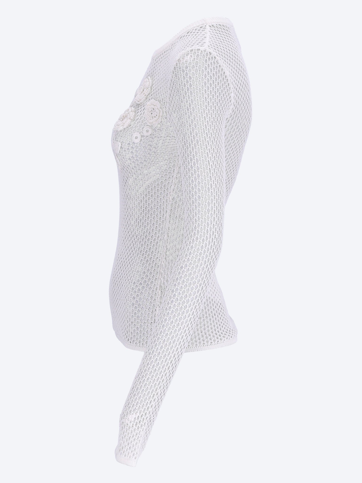 Mercerized cotton mesh pointelle longsleeve top 2