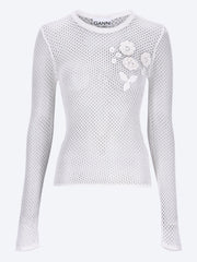 Mercerized cotton mesh pointelle longsleeve top ref: