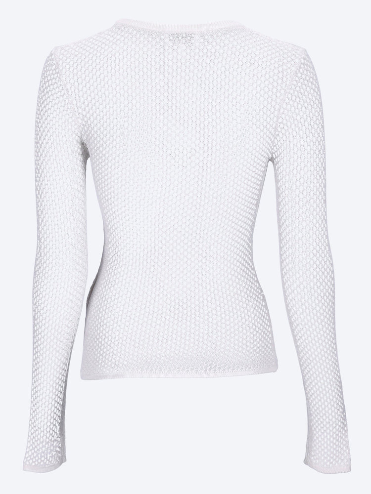 Mercerized cotton mesh pointelle longsleeve top 3