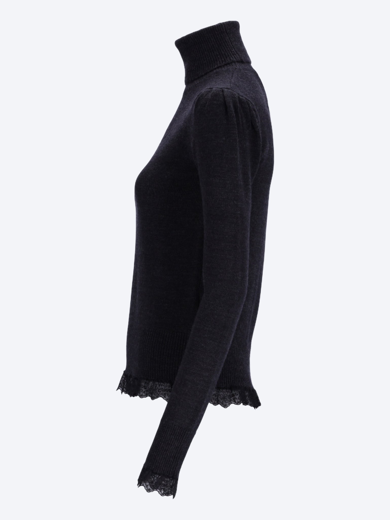 Pull col roulé mérinos détails dentelle 2
