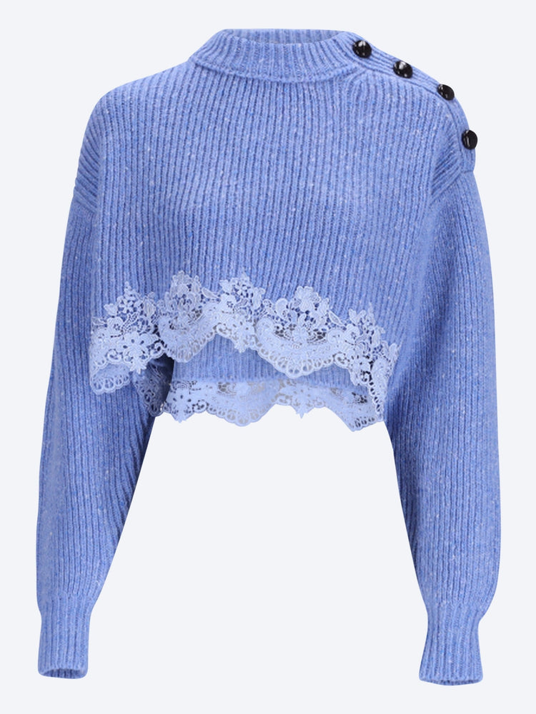 Merino wool knit & lace cropped sweater 1