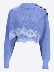 Merino wool knit & lace cropped sweater ref: