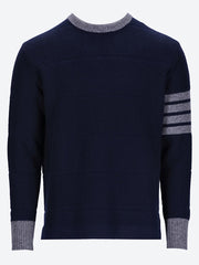 Merino wool textured rugby stripe crewneck sweater ref:
