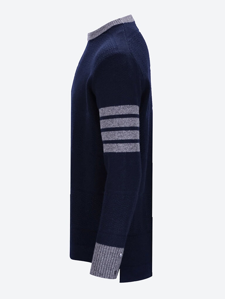 Merino wool textured rugby stripe crewneck sweater 2