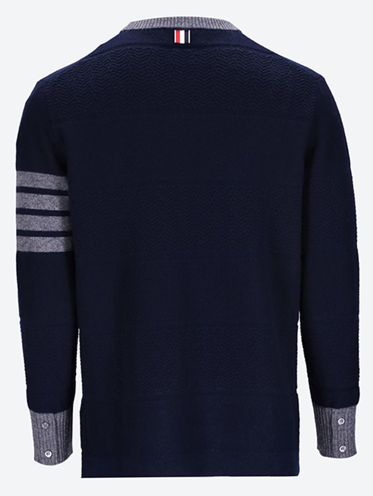 Merino wool textured rugby stripe crewneck sweater 3
