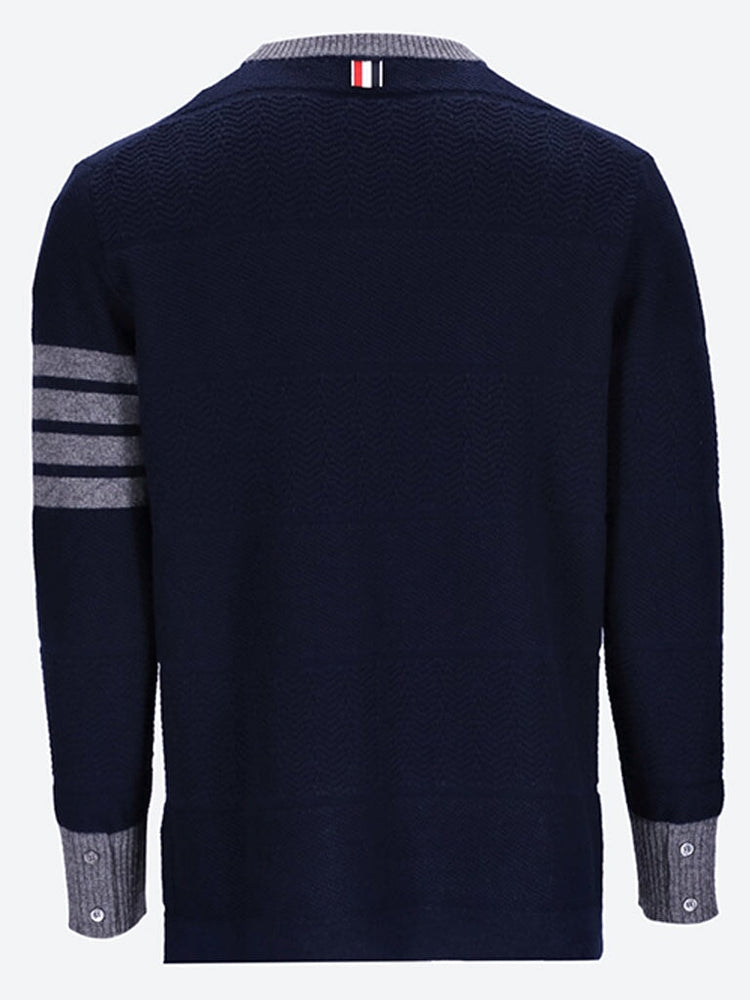 Merino wool textured rugby stripe crewneck sweater 3