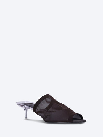 Mesh kitten heel mules