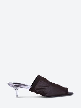Mesh kitten heel mules