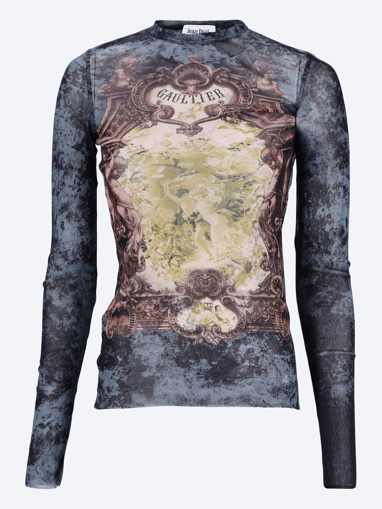 JEAN PAUL GAULTIER WOMEN-CLOTHING TOPS Mesh printed medaillon top