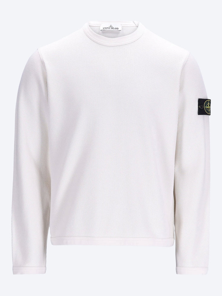Mesh stitch organic cotton fleece sweatshirt 1