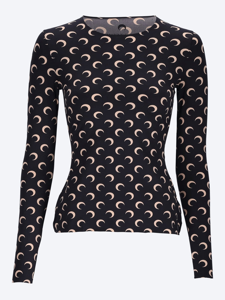 Moon printed jersey ls crewneck top 1