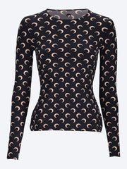 Moon printed jersey ls crewneck top ref: