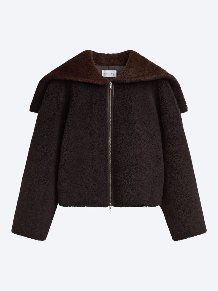 Nera-Lammfell-Kapuzenjacke mit Reißverschluss 1