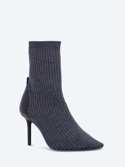 Nude rib knit ankle boots