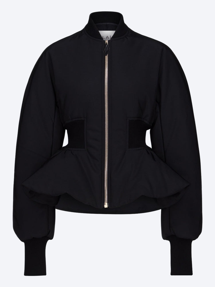 Nylon peplum bomber jacket 1