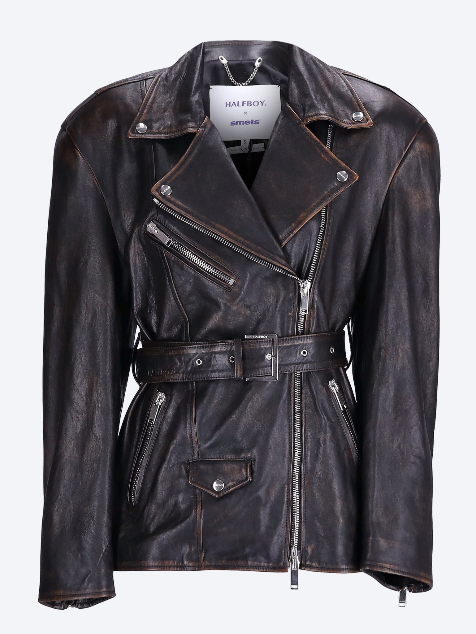 Over biker with belt jacket 1