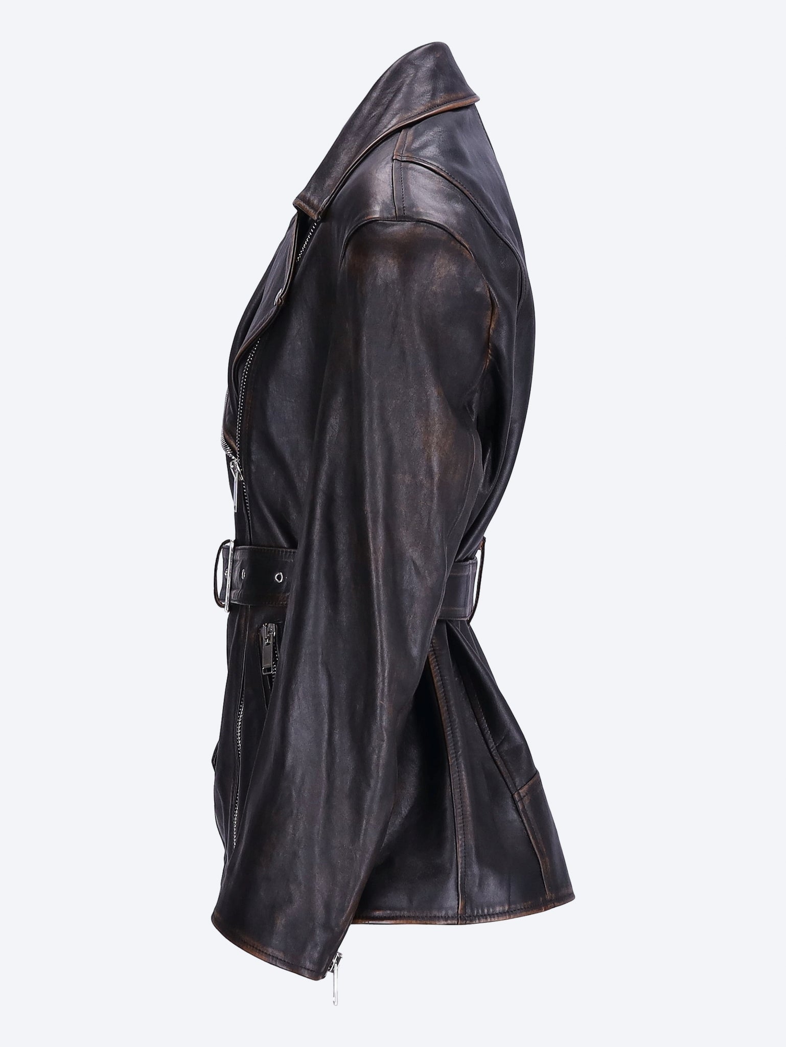 Over biker with belt jacket 2