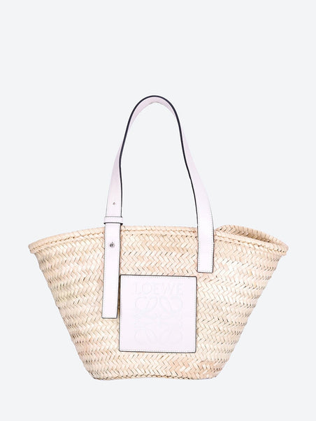 Palm leaf calfskin basket bag