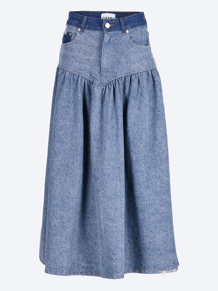 Jupe longue en jean patchwork 1