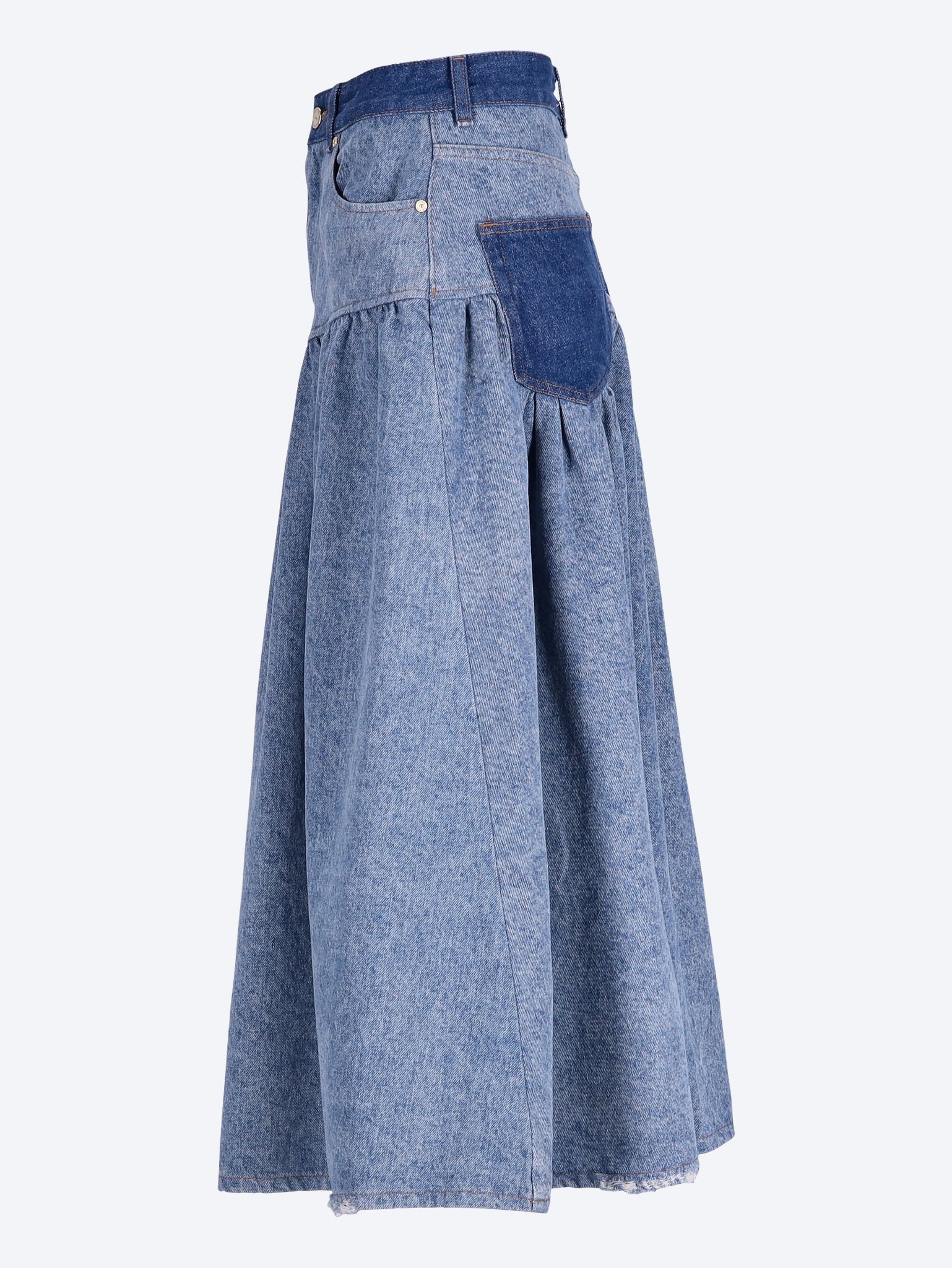 Jupe longue en jean patchwork 2