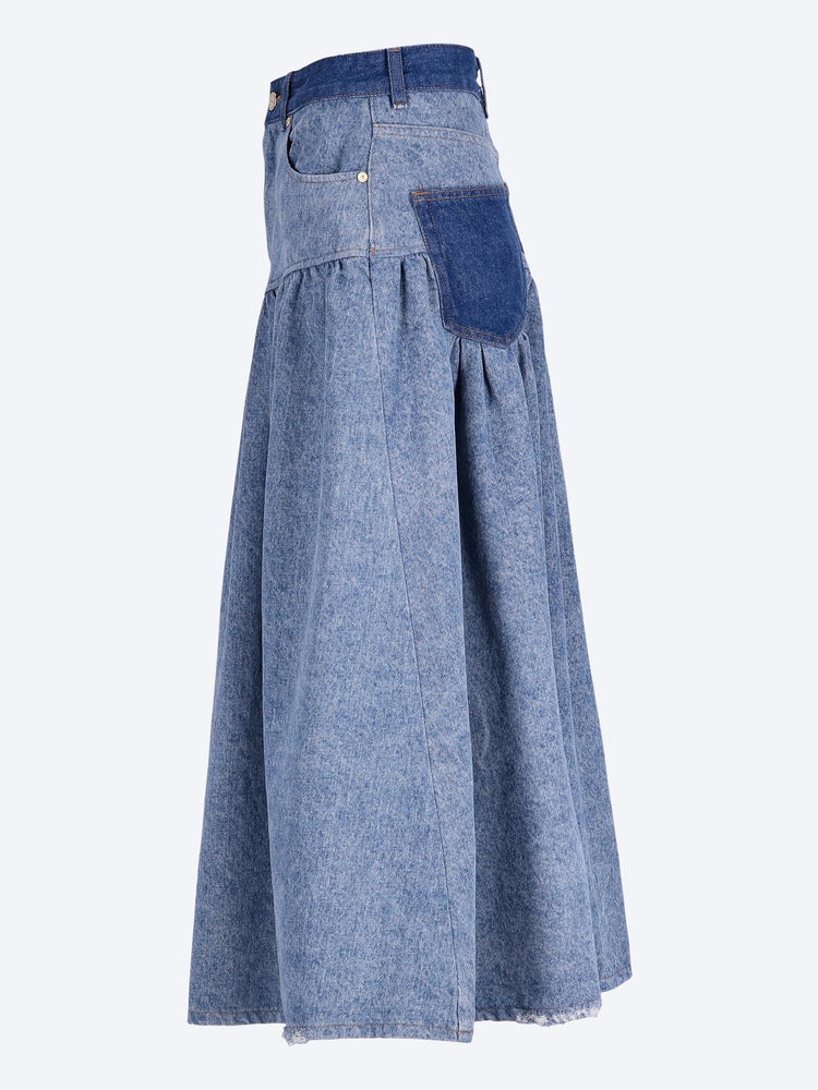 Jupe longue en jean patchwork 2