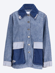 Patchwork denim midi jacket ref: