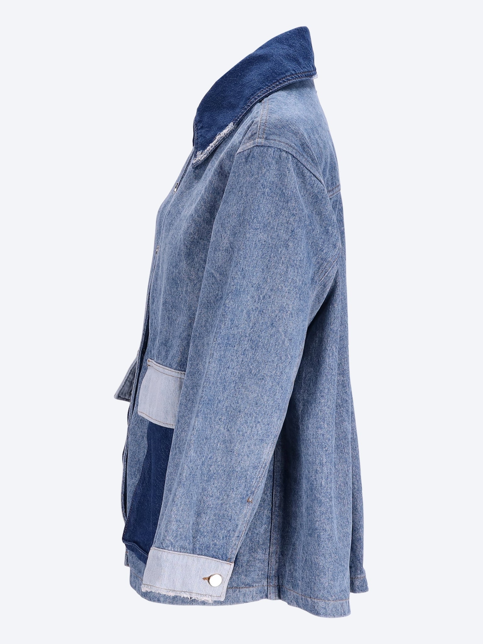 Patchwork denim midi jacket 2