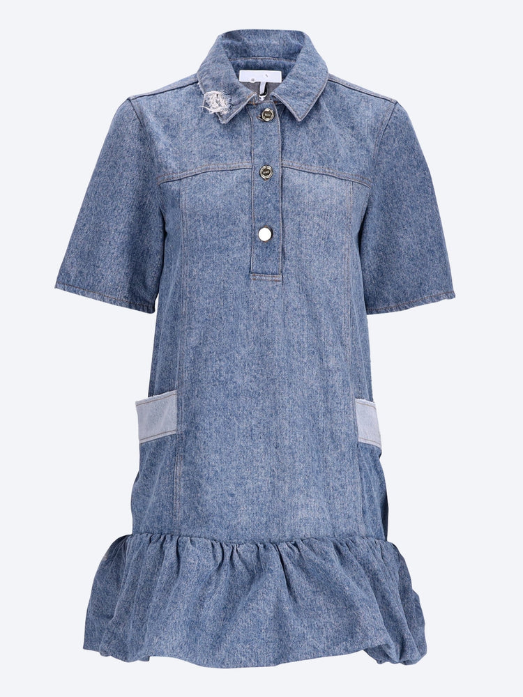 Patchwork-Jeans-Minikleid mit Schößchen 1